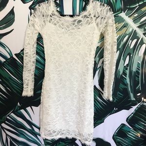 White body on minidress with lace overlay